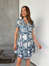 Load image into Gallery viewer, Sonya Navy/Blue Floral Frill Smock Dress