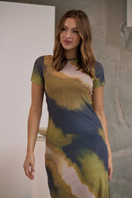 Load image into Gallery viewer, Jaya Mesh Cap Sleeve Green/ Black Bodycon Dress
