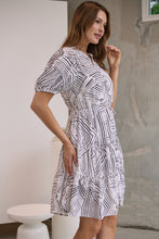 Load image into Gallery viewer, Hadley White/Black Abstract Print Frill Smock Dress