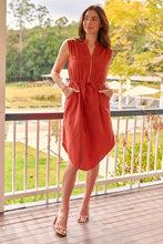 Load image into Gallery viewer, Alma Midi Rust Linen Look Zip Front Dress