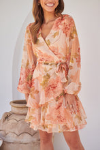 Load image into Gallery viewer, Lara Chiffon Peach Floral Evening Dress