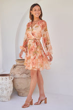 Load image into Gallery viewer, Lara Chiffon Peach Floral Evening Dress
