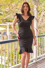 Load image into Gallery viewer, Alessi Black Frill Evening Dress