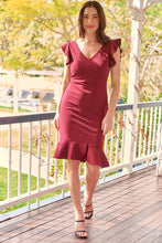 Load image into Gallery viewer, Alessi Burgundy Frill Evening Dress