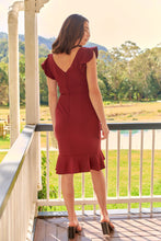Load image into Gallery viewer, Alessi Burgundy Frill Evening Dress