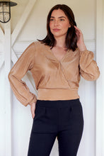 Load image into Gallery viewer, Samantha Gold Pleated Long Sleeve Top