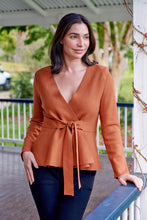 Load image into Gallery viewer, Ezra Burnt Orange Wrap Tie Front Knit Top