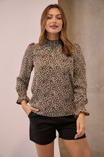 Load image into Gallery viewer, Aurora Leopard Shirred Neck Long Sleeve Top