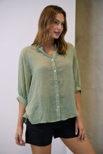Load image into Gallery viewer, Leia Sage Button Up 3/4 Sleeve Shirt