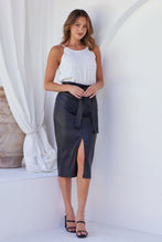Load image into Gallery viewer, Allison Faux Black Leather Tie Front Skirt