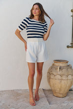 Load image into Gallery viewer, Fiona Navy/White Crop Knit Stripe Jumper