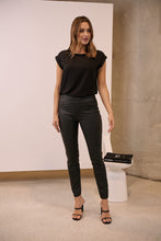Load image into Gallery viewer, High Waist Black Wax Plain Stretch Pant