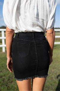 X Stitch Black Denim Skirt
