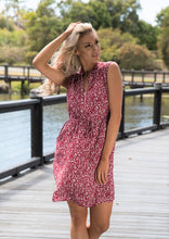 Load image into Gallery viewer, Cleo Red Floral Zip Front Dress