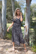 Load image into Gallery viewer, Claudia Black Floral Puff Sleeve Dress