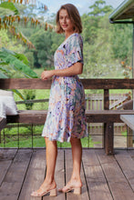 Load image into Gallery viewer, Clarett Cap Sleeve Lilac/Green/Orange Multi Button Front Dress