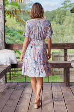 Load image into Gallery viewer, Clarett Cap Sleeve Lilac/Green/Orange Multi Button Front Dress