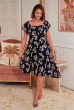 Load image into Gallery viewer, Honey Chiffon Navy Floral Dress
