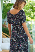 Load image into Gallery viewer, Claudia Black Floral Puff Sleeve Dress