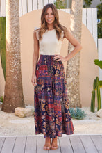 Load image into Gallery viewer, Fleur Navy/Pink Bohemian Print Maxi Skirt