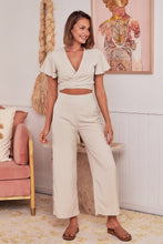 Load image into Gallery viewer, Kendell Beige Tie Top and High Waist Pant Set