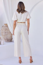 Load image into Gallery viewer, Alina Cream Top and Belted Pant Set