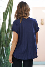 Load image into Gallery viewer, Micaela Navy Batwing Sleeve Cotton Tee