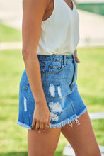 Load image into Gallery viewer, Ripped and Frayed Denim Mini Skirt