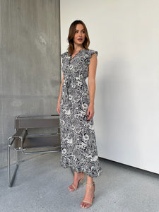 Trissa Navy/White Floral Print Dress