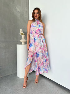 Rowan Halter Multi Water Colour Print Dress