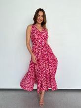 Load image into Gallery viewer, Cosima Long Pink/Orange Print Collared Maxi Dress