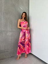 Load image into Gallery viewer, Reese Strapless Pink/Orange Strapless Jumpsuit