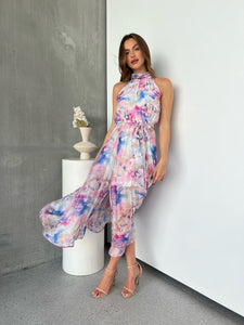 Rowan Halter Multi Water Colour Print Dress