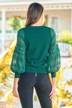 Load image into Gallery viewer, Arabella Lace Sleeve Emerald Green Jumper