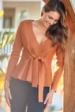 Load image into Gallery viewer, Ezra Burnt Orange Wrap Tie Front Knit Top