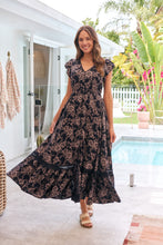 Load image into Gallery viewer, Augustina Button Front Navy/ Blush Print Maxi Dress