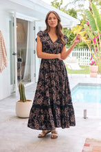 Load image into Gallery viewer, Augustina Button Front Navy/ Blush Print Maxi Dress