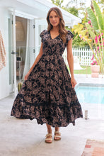 Load image into Gallery viewer, Augustina Button Front Navy/ Blush Print Maxi Dress