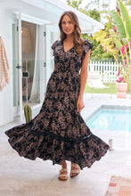 Load image into Gallery viewer, Augustina Button Front Navy/ Blush Print Maxi Dress