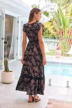 Load image into Gallery viewer, Augustina Button Front Navy/ Blush Print Maxi Dress