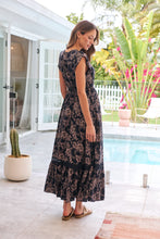 Load image into Gallery viewer, Augustina Button Front Navy/ Blush Print Maxi Dress