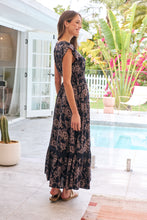 Load image into Gallery viewer, Augustina Button Front Navy/ Blush Print Maxi Dress