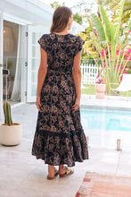 Load image into Gallery viewer, Augustina Button Front Navy/ Blush Print Maxi Dress