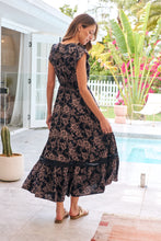 Load image into Gallery viewer, Augustina Button Front Navy/ Blush Print Maxi Dress