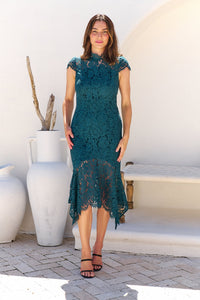 Constance Emerald Lace Evening Dress