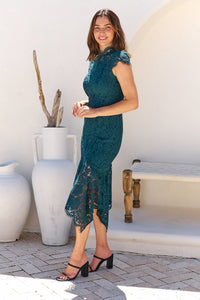 Constance Emerald Lace Evening Dress