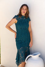 Load image into Gallery viewer, Constance Emerald Lace Evening Dress