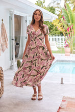 Load image into Gallery viewer, Leilani Beige/ Purple Floral Button Front Maxi Dress