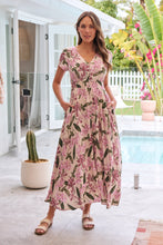 Load image into Gallery viewer, Leilani Beige/ Purple Floral Button Front Maxi Dress