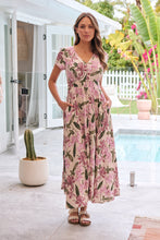 Load image into Gallery viewer, Leilani Beige/ Purple Floral Button Front Maxi Dress